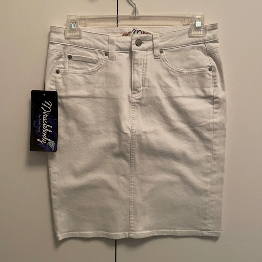 MIRACLEBODY White Jean Skirt 6 BNWT